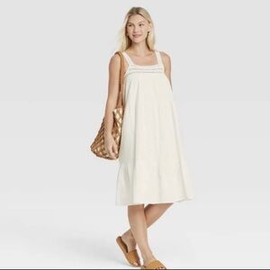 Women’s Sleeveless Crochet Trim Sundress Universal Thread White